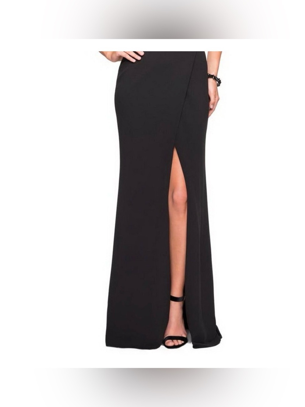 New LA FEMME Long strapless jersey dress Black Size 8 - Picture 5 of 5